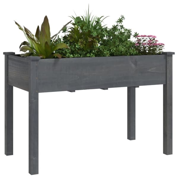 Krukor & odlingslådor - Living Odlingslåda med foder grå 118x59x76 cm massivt granträ