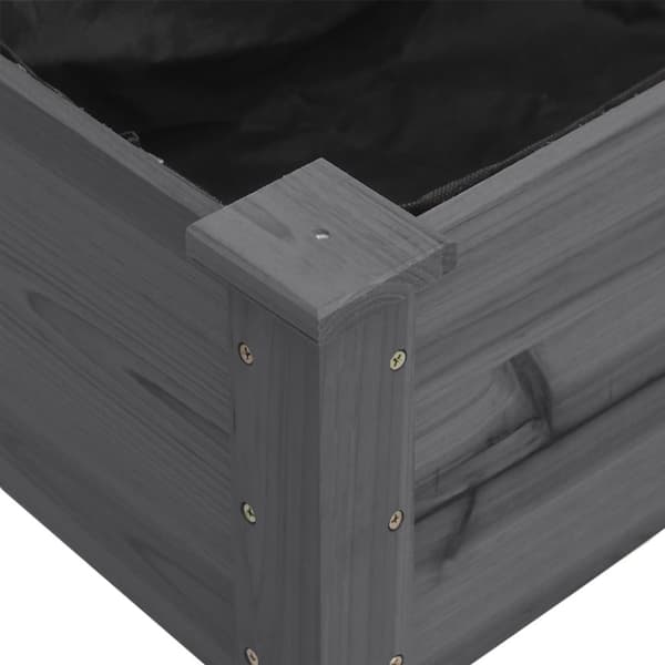 Krukor & odlingslådor - Living Odlingslåda med foder grå 118x59x76 cm massivt granträ