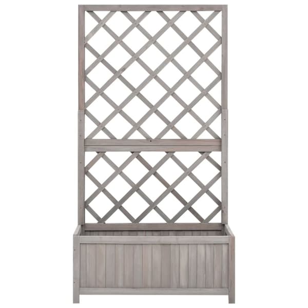 Krukor & odlingslådor - Living Odlingslåda med spaljé grå 70x30x135 cm massivt granträ