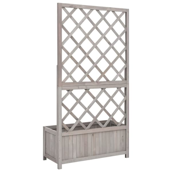 Krukor & odlingslådor - Living Odlingslåda med spaljé grå 70x30x135 cm massivt granträ