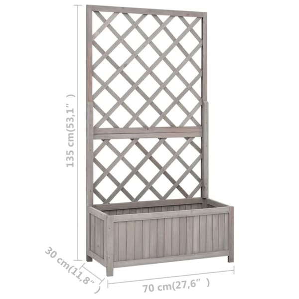 Krukor & odlingslådor - Living Odlingslåda med spaljé grå 70x30x135 cm massivt granträ