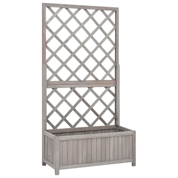 Krukor & odlingslådor - Living Odlingslåda med spaljé grå 70x30x135 cm massivt granträ