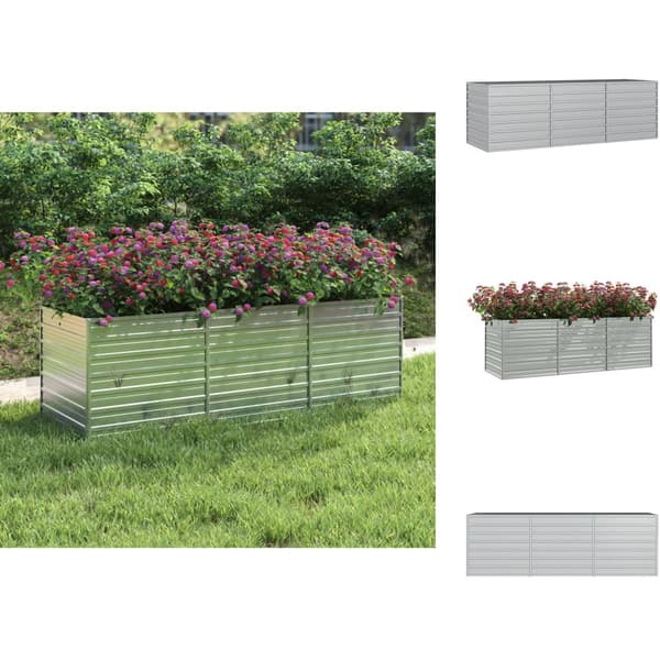 Plantekrukker - Living højbed 240x80x77 cm galvaniseret stål sølvfarvet