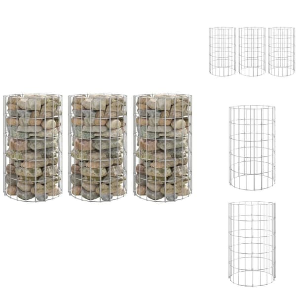 Krukor & odlingslådor - Living Planteringsgabion 3 st upphöjd rund galvaniserat stål Ø30x50 cm