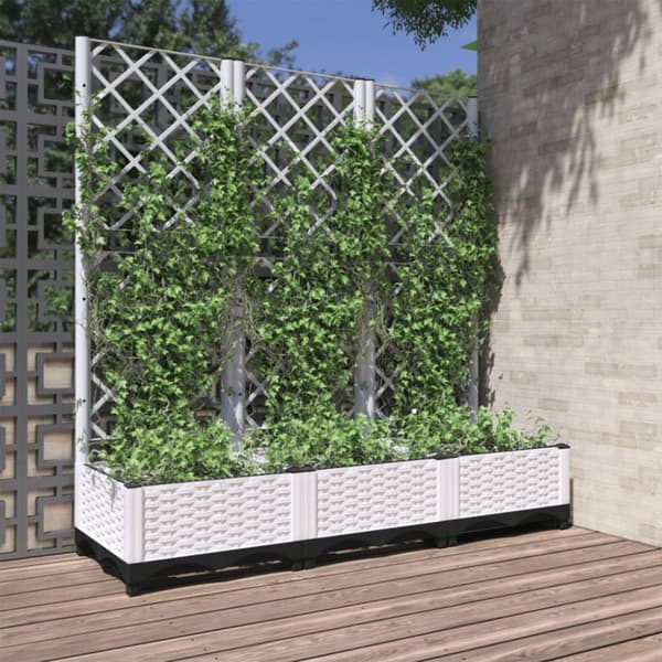 Krukor & odlingslådor - Living Odlingslåda med spaljé vit 120x40x121,5 cm PP