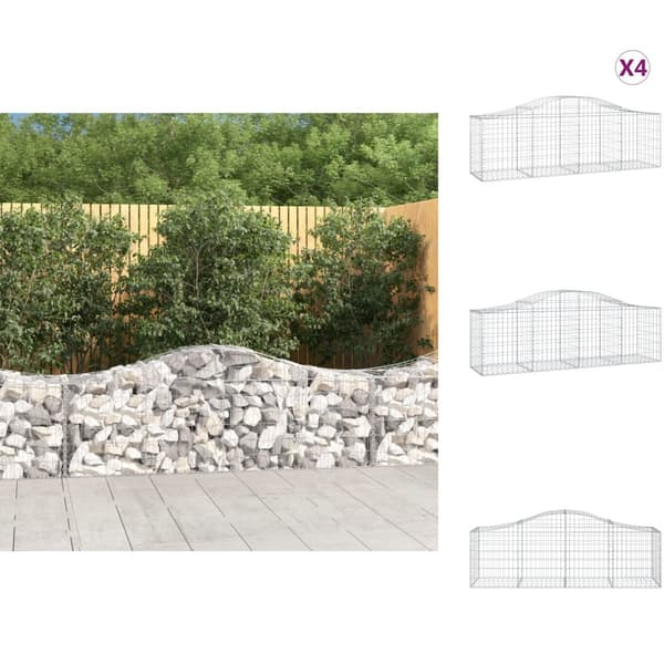 Plantekrukker - Living buede gabionkurve 4 stk. 200x50x60/80 cm galvaniseret jern