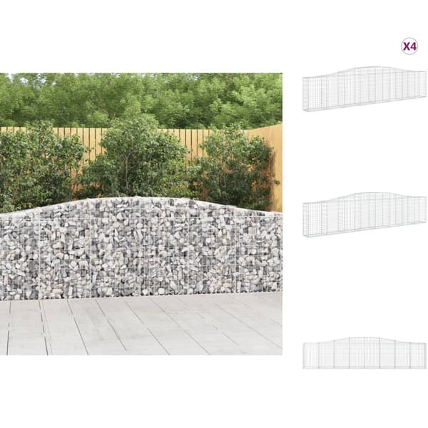 Plantekrukker - Living buede gabionkurve 4 stk. 400x30x80/100 cm galvaniseret jern