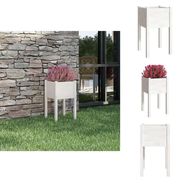 Krukor & odlingslådor - Living Odlingslåda vit 40x40x70 cm massiv furu