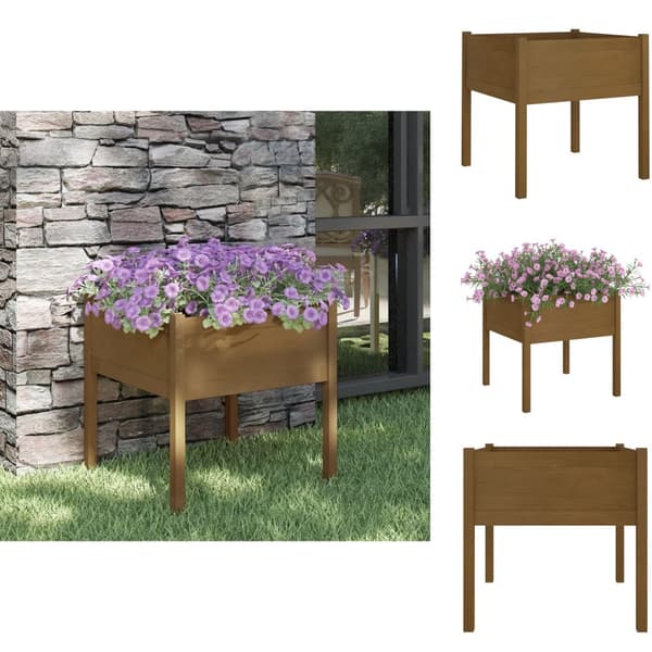 Plantekrukker - Living plantekasse 70x70x70 cm massivt fyrretræ gyldenbrun