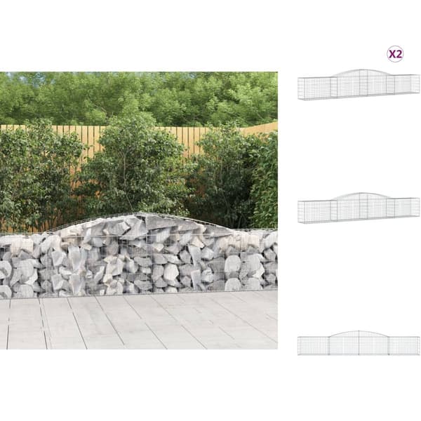 Plantekrukker - Living buede gabionkurve 2 stk. 400x50x60/80 cm galvaniseret jern