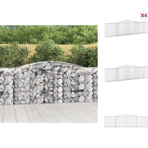 Plantekrukker - Living buede gabionkurve 4 stk. 400x50x100/120 cm galvaniseret jern