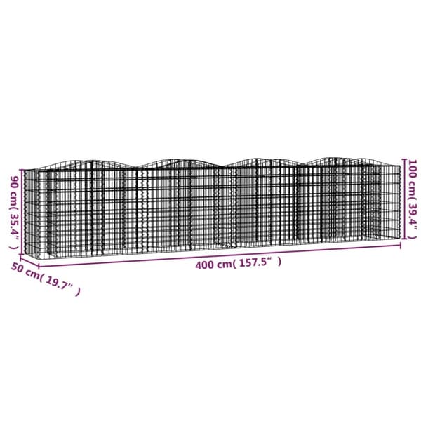 Plantekrukker - Living buet gabion-højbed 400x50x100 cm galvaniseret jern