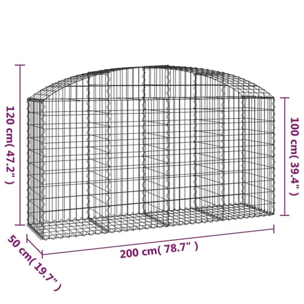 Krukor & odlingslådor - Living Gabion bågformad 200x50x100/120 cm galvaniserat järn