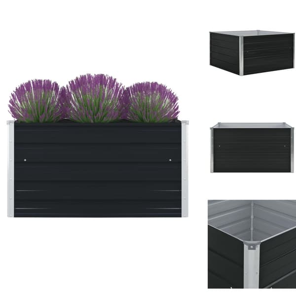 Plantekrukker - Living forhøjet blomsterbed 100 x 100 x 45 cm galvaniseret stål grå
