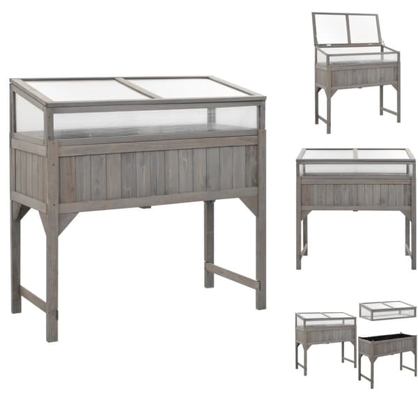 Plantekrukker - Living højbed med drivhus 110x54x120 cm massivt grantræ