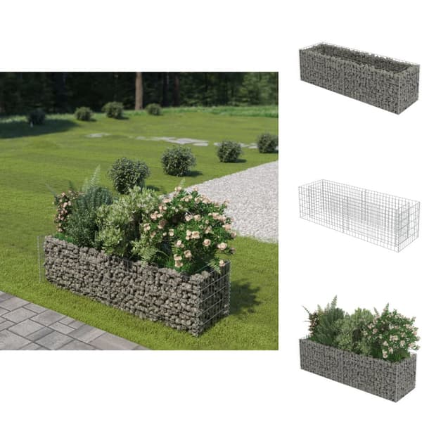 Krukor & odlingslådor - Living Planteringsgabion upphöjd galvaniserat stål 180x50x50 cm
