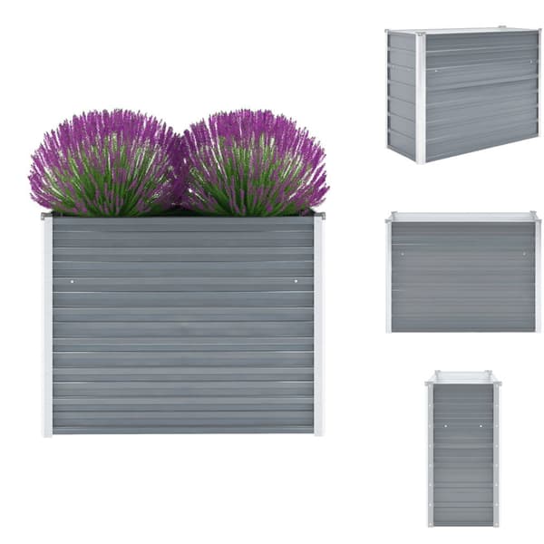 Krukor & odlingslådor - Living Odlingslåda upphöjd galvaniserat stål 100x40x77 cm grå