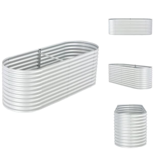 Krukor & odlingslådor - Living Odlingslåda upphöjd galvaniserat stål 240x80x81 cm silver