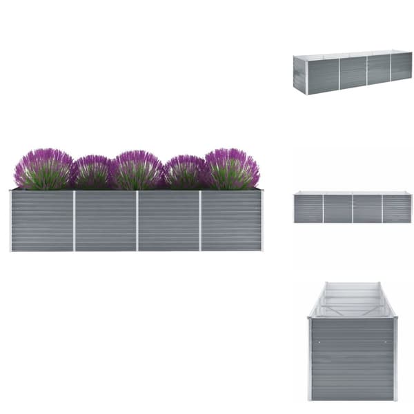 Plantekrukker - Living forhøjet plantekasse 320x80x77 cm galvaniseret stål grå