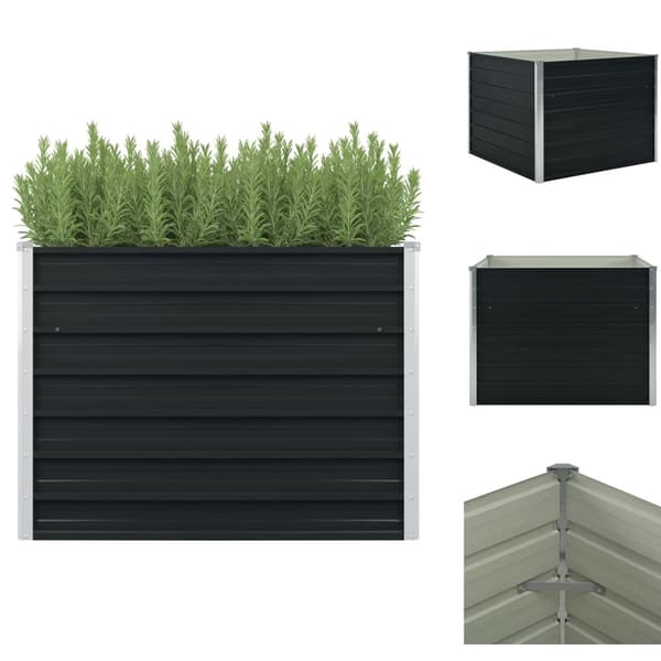 Plantekrukker - Living hævet plantekasse 100x100x77 cm galvaniseret stål antracitgrå