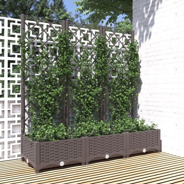 Plantekrukker - Living plantekasse med espalier 120x40x121,5 cm PP brun