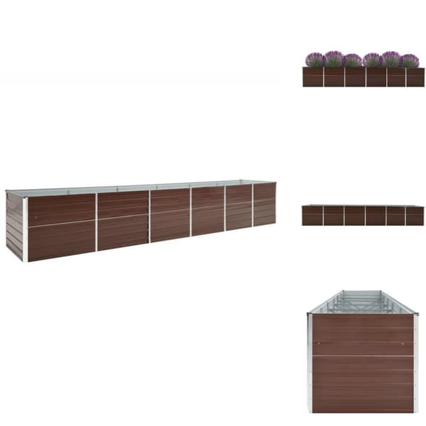 Plantekrukker - Living forhøjet plantekasse 480x80x77 cm galvaniseret stål brun
