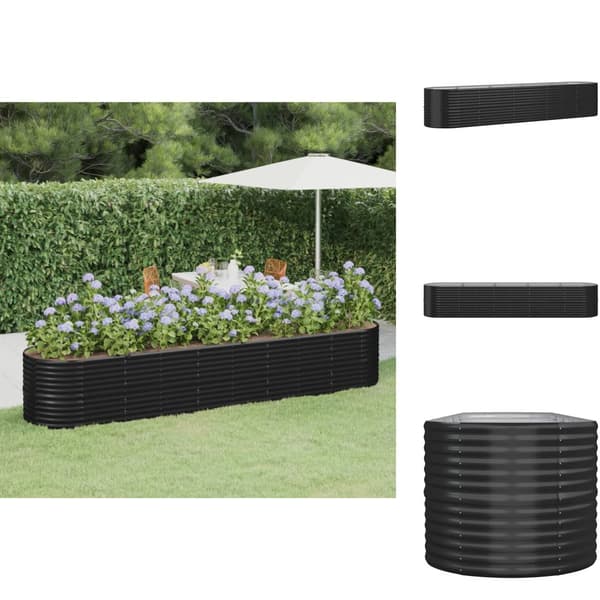 Krukor & odlingslådor - Living Odlingslåda pulverlackerat stål 368x80x68 cm antracit