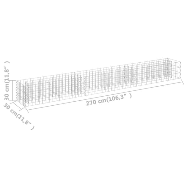 Plantekrukker - Living gabion-højbed 270x30x30 cm galvaniseret stål