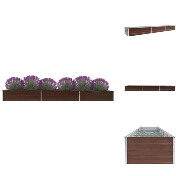 Plantekrukker - Living forhøjet plantekasse 480x80x45 cm galvaniseret stål brun