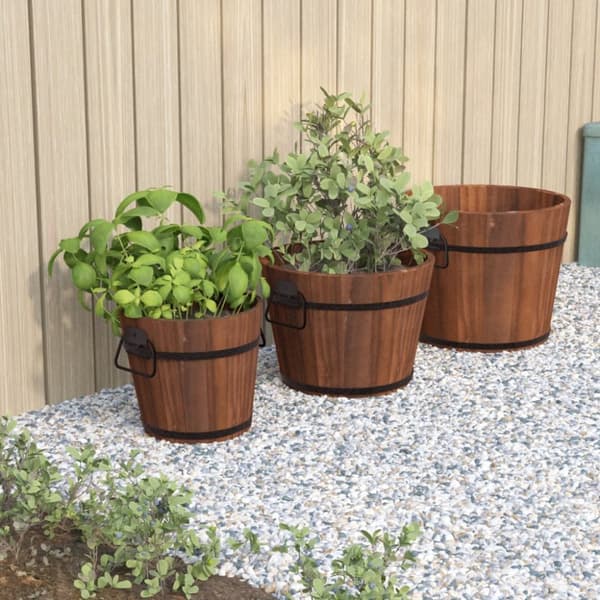 Plantekrukker - Living plantekrukker 3 stk. spand massivt fyrretræ