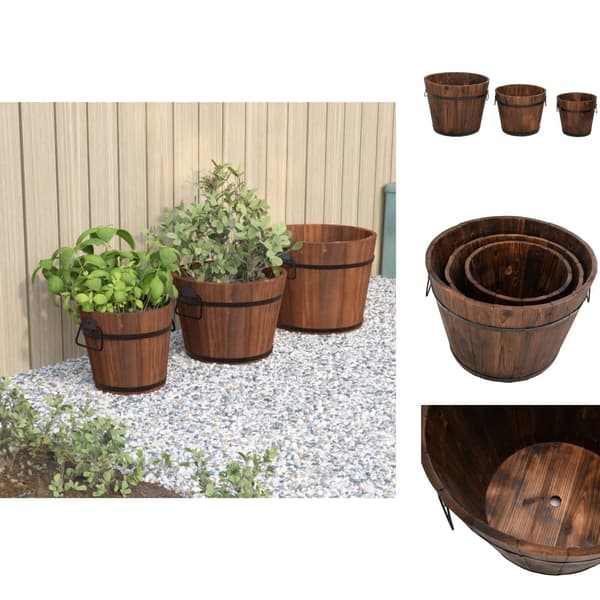 Plantekrukker - Living plantekrukker 3 stk. spand massivt fyrretræ