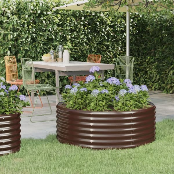 Plantekrukker - Living plantekasse 100x100x36 cm pulverlakeret stål brun