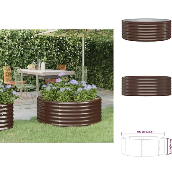 Plantekrukker - Living plantekasse 100x100x36 cm pulverlakeret stål brun