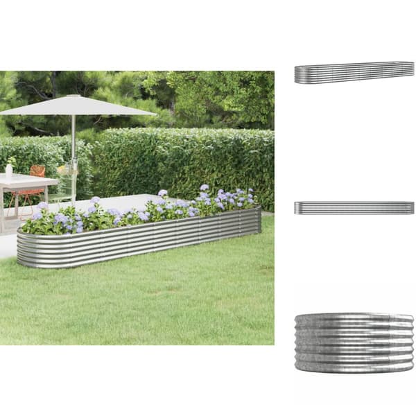 Krukor & odlingslådor - Living Odlingslåda pulverlackerat stål 368x80x36 cm silver