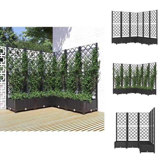 Plantekrukker - Living plantekasse med espalier 120x120x121,5 cm PP sort