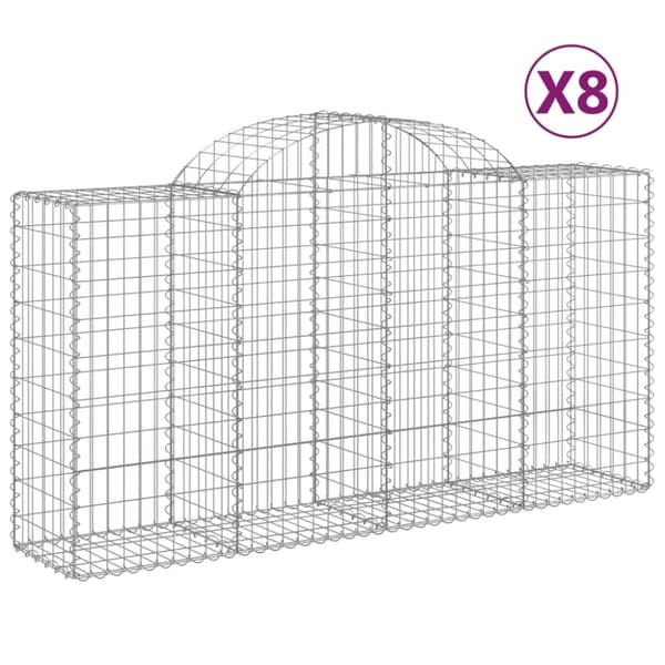Plantekrukker - Living buede gabionkurve 8 stk. 200x50x100/120 cm galvaniseret jern