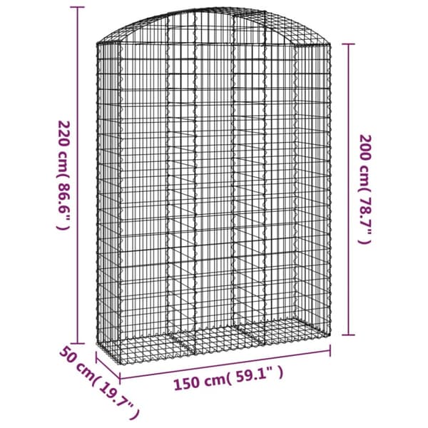 Plantekrukker - Living buet gabionkurv 150x50x200/220 cm galvaniseret jern
