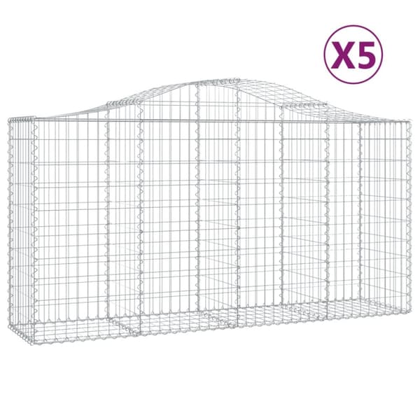 Plantekrukker - Living buede gabionkurve 5 stk. 200x50x100/120 cm galvaniseret jern