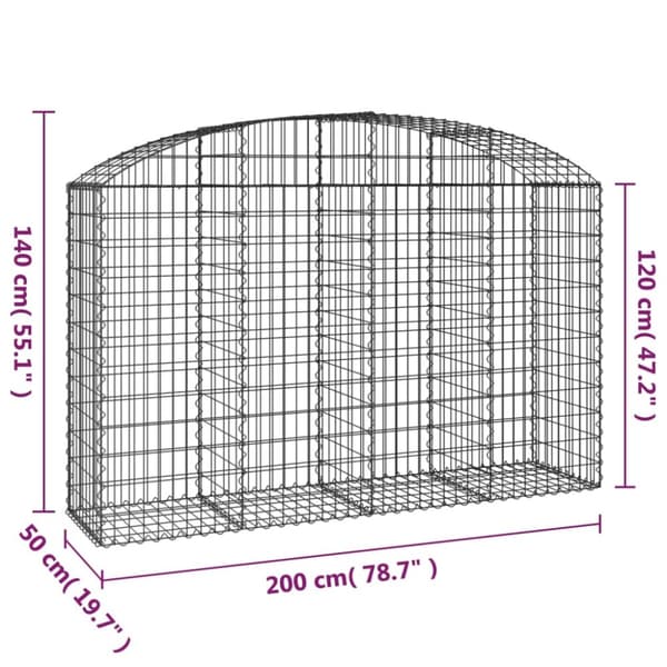 Plantekrukker - Living buet gabionkurv 200x50x120/140 cm galvaniseret jern