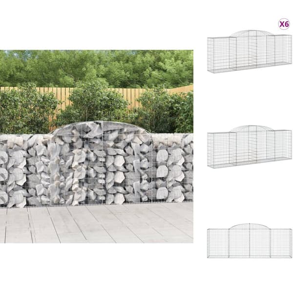 Plantekrukker - Living buede gabionkurve 6 stk. 300x50x100/120 cm galvaniseret jern