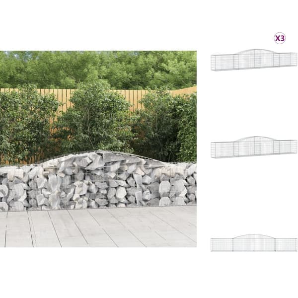 Plantekrukker - Living buede gabionkurve 3 stk. 400x50x60/80 cm galvaniseret jern