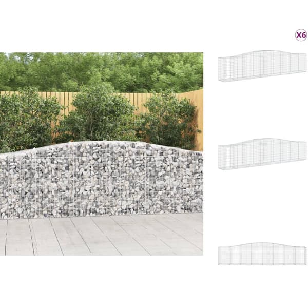Plantekrukker - Living buede gabionkurve 6 stk. 400x50x80/100 cm galvaniseret jern