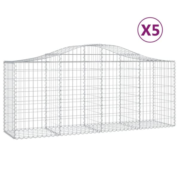 Plantekrukker - Living buede gabionkurve 5 stk. 200x50x80/100 cm galvaniseret jern