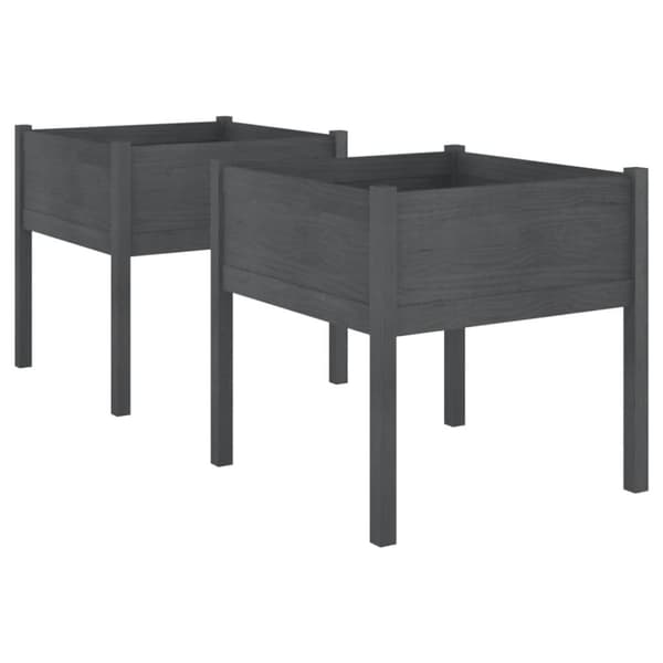 Plantekrukker - Living plantekasser 2 stk. 70x70x70 cm massivt fyrretræ grå