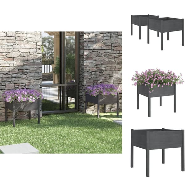 Plantekrukker - Living plantekasser 2 stk. 70x70x70 cm massivt fyrretræ grå