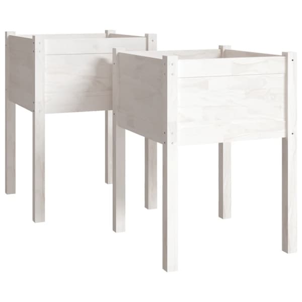 Plantekrukker - Living plantekasser 2 stk. 50x50x70 cm massivt fyrretræ hvid