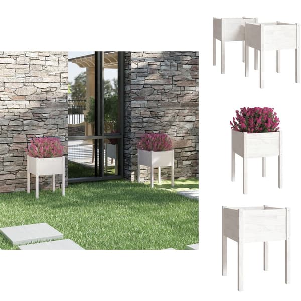 Plantekrukker - Living plantekasser 2 stk. 50x50x70 cm massivt fyrretræ hvid