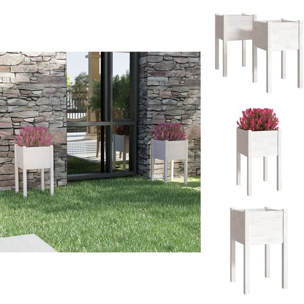 Plantekrukker - Living plantekasser 2 stk. 40x40x70 cm massivt fyrretræ hvid