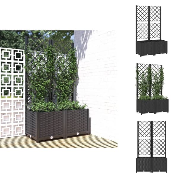 Plantekrukker - Living plantekasse med espalier 80x40x136 cm PP sort