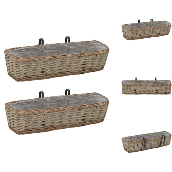 Plantekrukker - Living plantekasse til balkonen 2 stk. kurveflet med PE-foring 60 cm